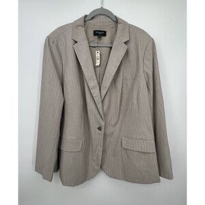 Talbots One Button Blazer Gray Womens Size 24W Pink Pinstripe Office Career